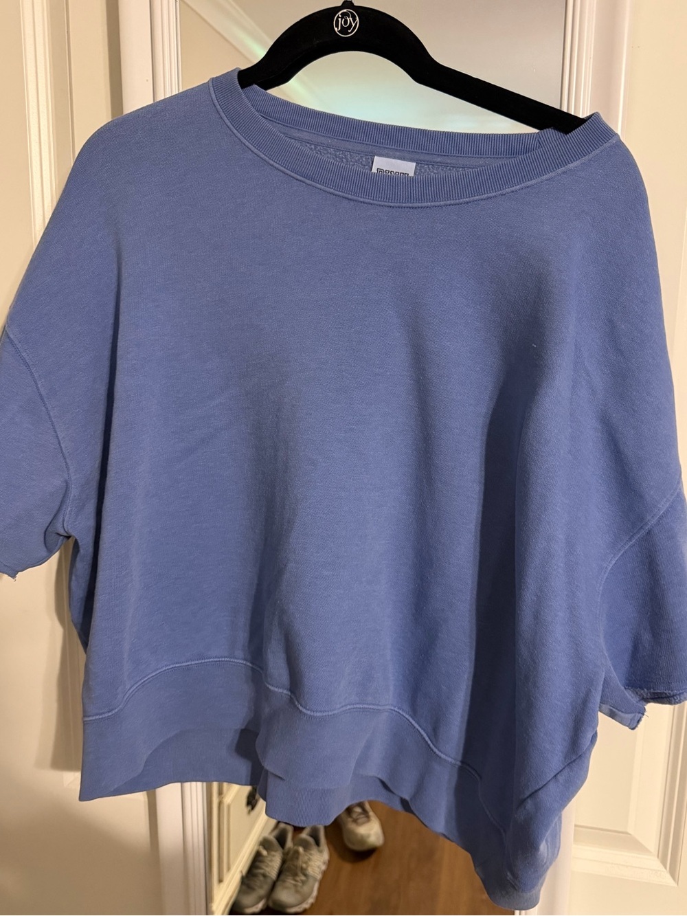 PINK Victoria's Secret Boxy Short-Sleeve Sweatshirt - Periwinkle Blue - Picture 1 of 3